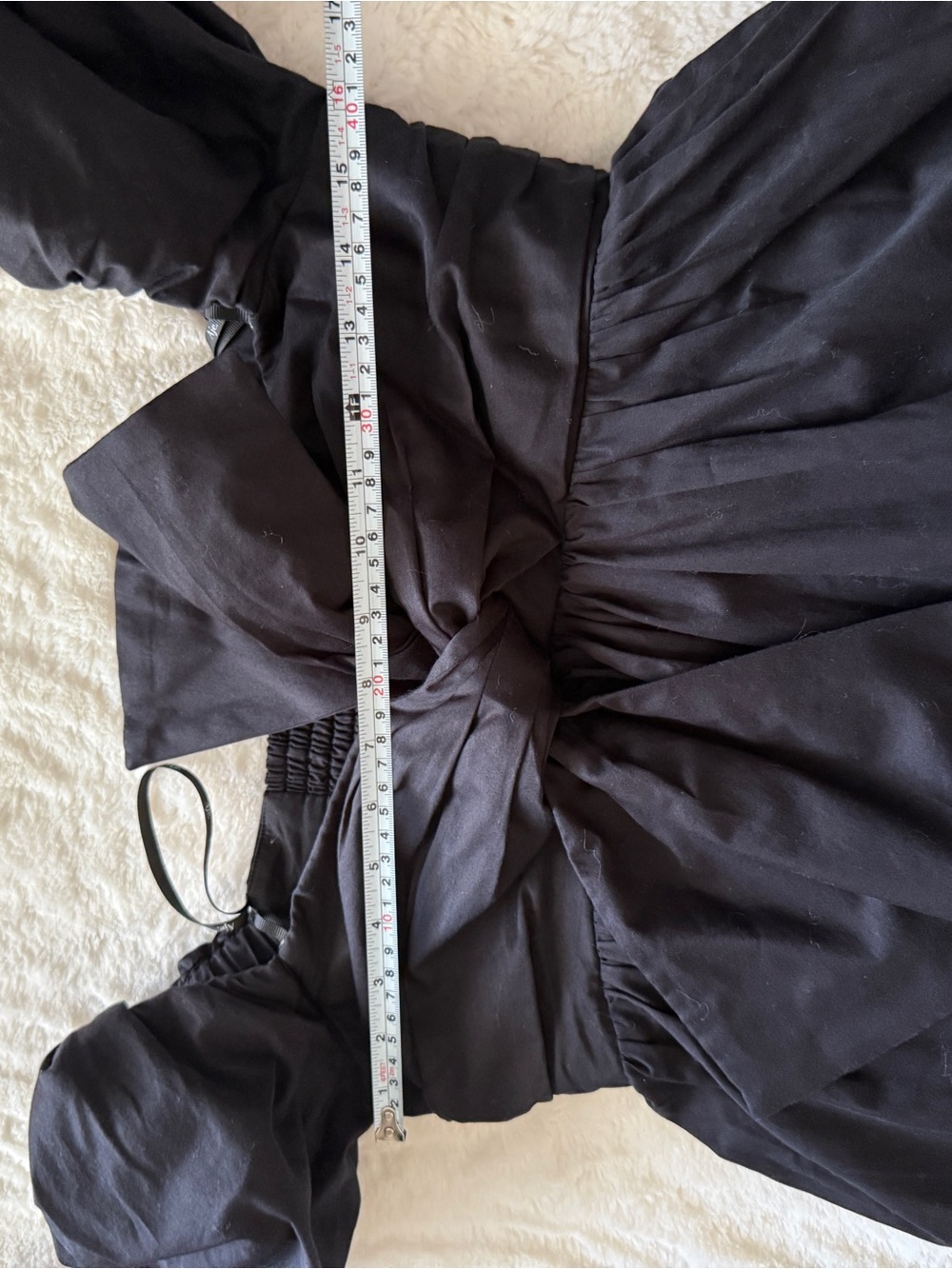 Aje Valentina Bow Midi Dress Black Cotton Poplin Puff Sleeve US 6 AU 10 - Picture 7 of 12
